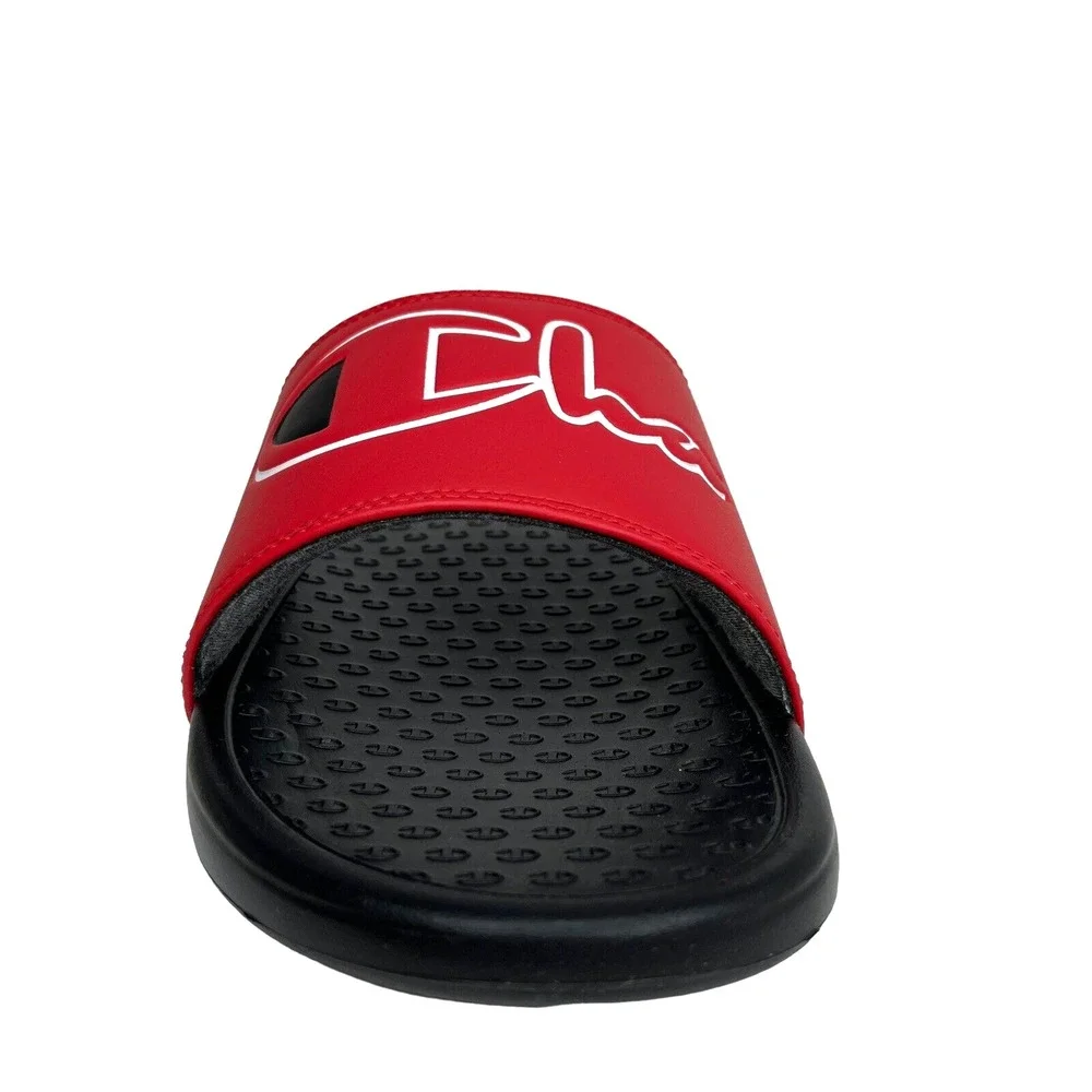 Champion Men's Slide Pool Sandals Size 12 Red-Black Lightweight Comfort Lounging